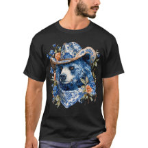 Urso Caubói Ocidental - Urso Azul com Bandana Flor