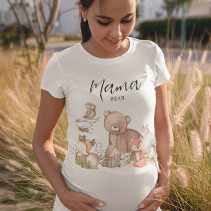 Camiseta Urso Chá de fraldas de Mama da Floresta Doce