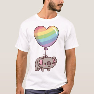 Camiseta Urso Coala Fofo e Balão de Arco-íris