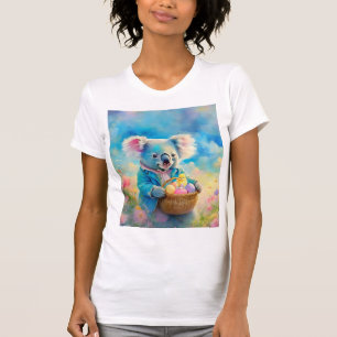 Camiseta Urso coala segurando uma cesta de ovos de Páscoa