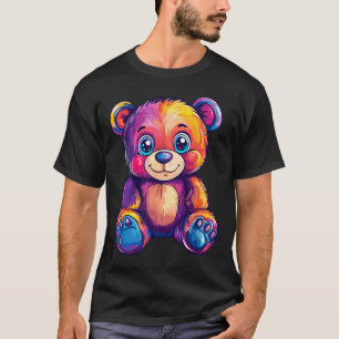 Camiseta Urso Colorido Com Olhos Grandes