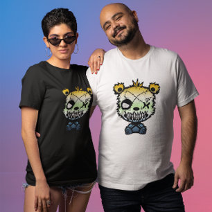Camiseta Urso Colorido da Bandeira do Orgulho Agênero AroAc