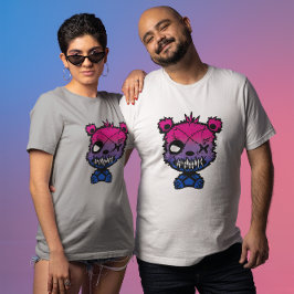 Camiseta Urso Colorido da Bandeira do Orgulho Bissexual Gót