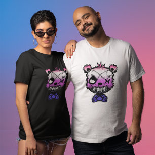 Camiseta Urso Colorido da Bandeira do Orgulho Gênero-fluido