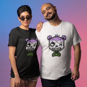 Camiseta Urso Colorido da Bandeira do Orgulho Gênero-Queer