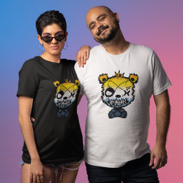 Camiseta Urso Colorido da Bandeira do Orgulho Goth AroAce