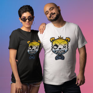 Camiseta Urso Colorido da Bandeira do Orgulho Goth AroAce