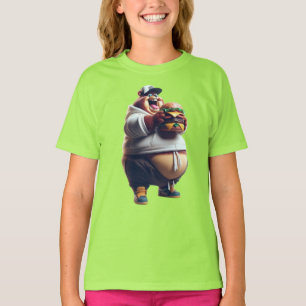 Camiseta Urso com Capuz e um Hambúrguer