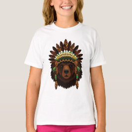 Camiseta Urso com cocar indígena