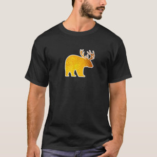 Camiseta Urso com Deer Antlers Engraçado Beer Espírito Espi