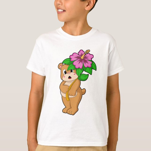 Camiseta Urso com Flor Hibiscus (Frente)