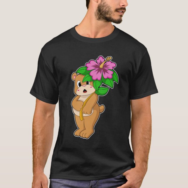 Camiseta Urso com Flor Hibiscus (Frente)