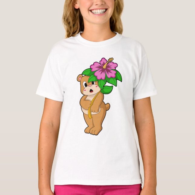 Camiseta Urso com Flor Hibiscus (Frente)