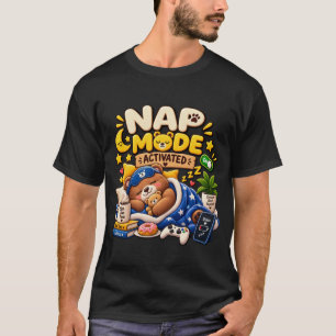 Camiseta Urso com Modo Soneca Ativado – Urso Sonolento e Ac