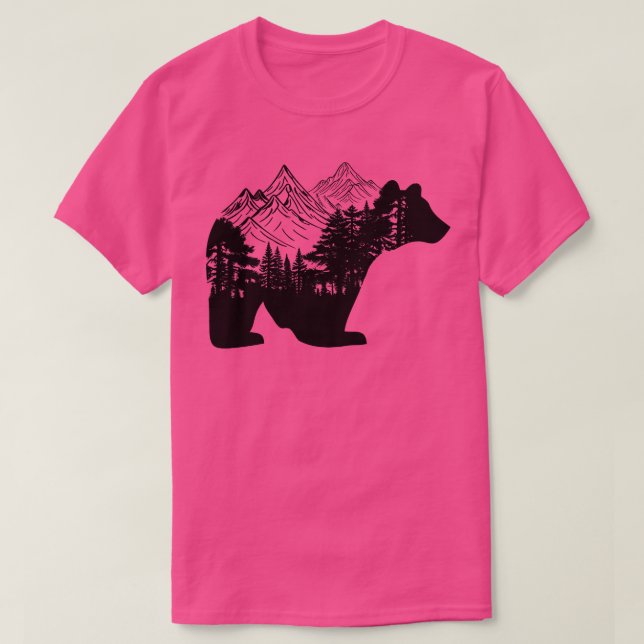 Camiseta Urso com montanhas e florestas (Frente do Design)
