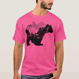 Camiseta Urso com montanhas e florestas