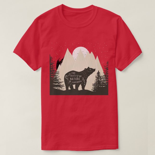Camiseta Urso com Montanhas e Florestas - Vida Selvagem - N (Frente do Design)