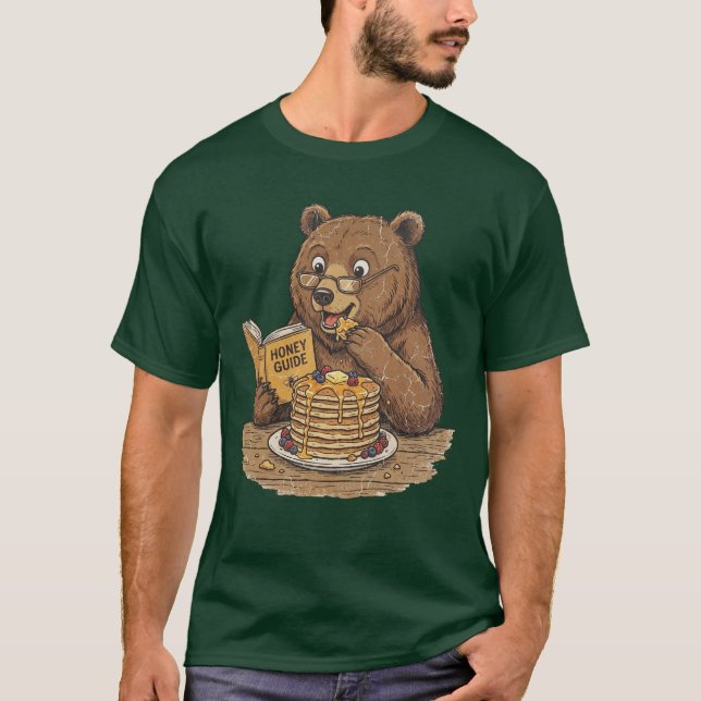 Camiseta Urso Comendo Panquecas Guia de Mel (Frente)