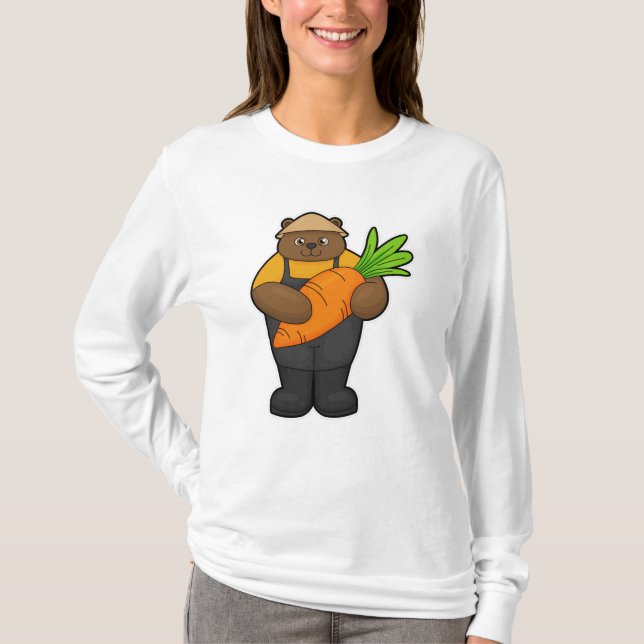 Camiseta Urso como Agricultor com Cenoura (Frente)