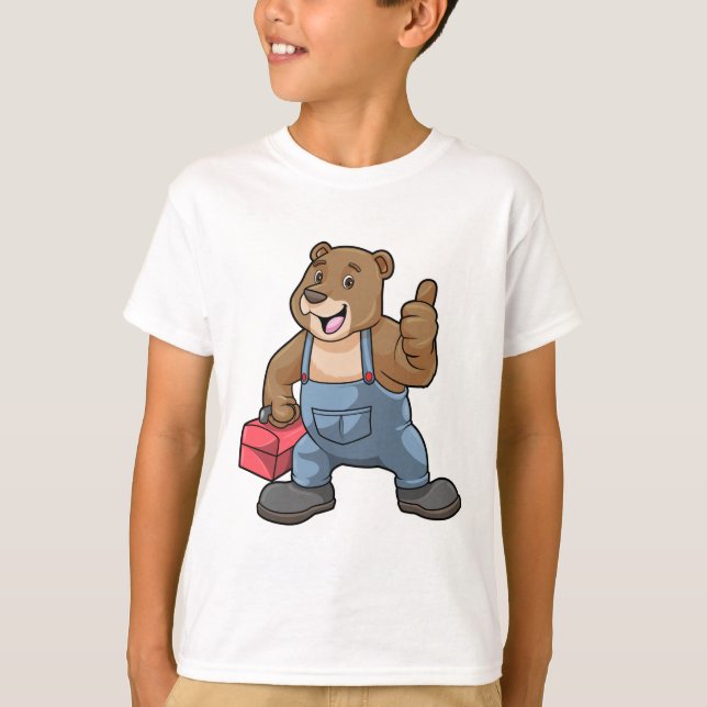 Camiseta Urso como artesão com caixa de ferramentas (Frente)