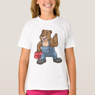 Camiseta Urso como artesão com caixa de ferramentas