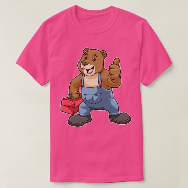 Camiseta Urso como artesão com caixa de ferramentas (Frente do Design)