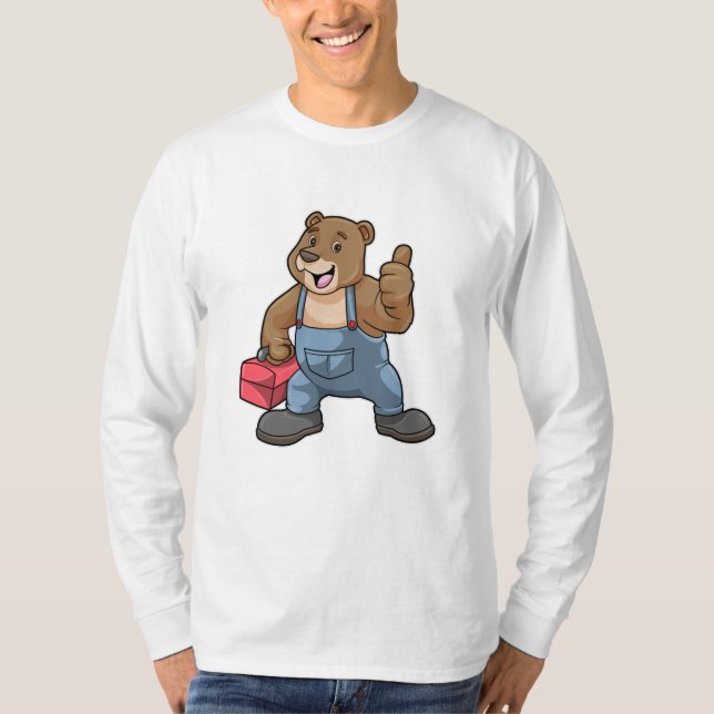 Camiseta Urso como artesão com caixa de ferramentas (Frente)