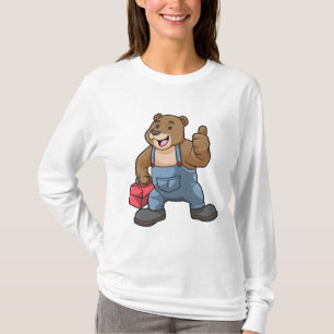Camiseta Urso como artesão com caixa de ferramentas