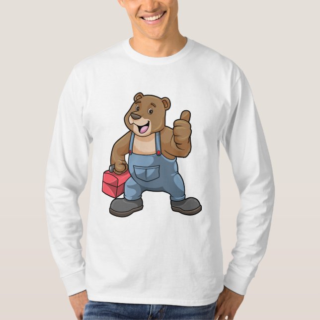 Camiseta Urso como artesão com caixa de ferramentas (Frente)