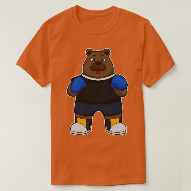 Camiseta Urso como Boxer com luvas in a box (Frente do Design)