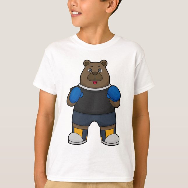 Camiseta Urso como Boxer com luvas in a box (Frente)