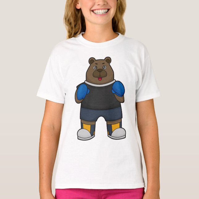 Camiseta Urso como Boxer com luvas in a box (Frente)