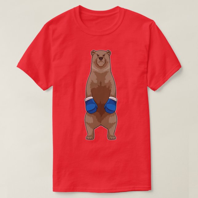 Camiseta Urso como Boxer com luvas in a box 1 (Frente do Design)