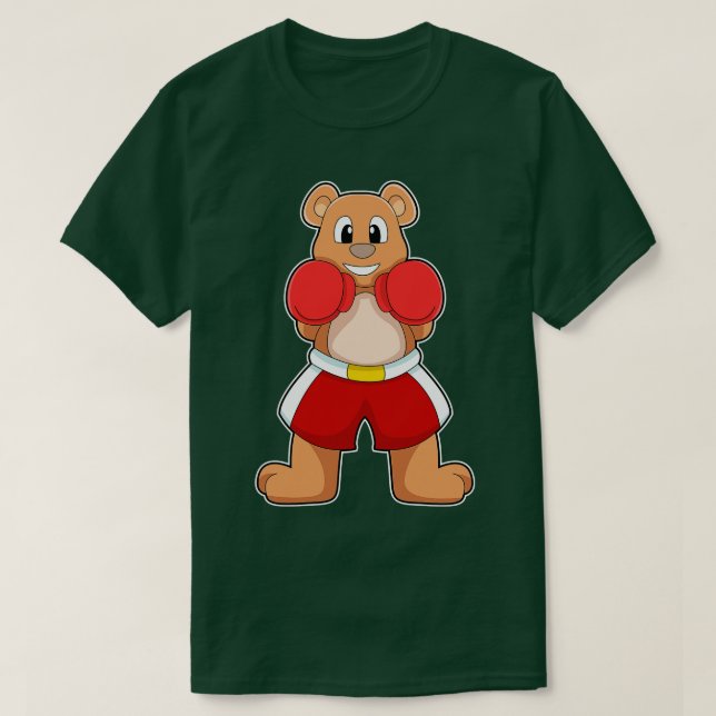 Camiseta Urso como Boxer com luvas in a box 2 (Frente do Design)