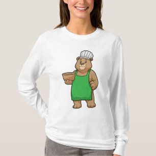 Camiseta Urso como Cozinheiro com placa de Cozinhar e Bowl