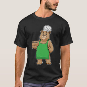 Camiseta Urso como Cozinheiro com placa de Cozinhar e Bowl