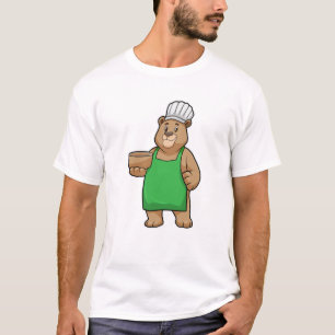 Camiseta Urso como Cozinheiro com placa de Cozinhar e tigel