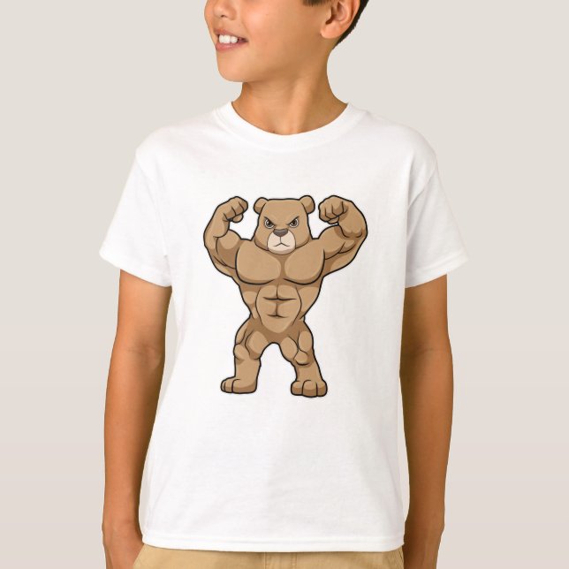 Camiseta Urso como Criador de Portos com Músculos Grandes (Frente)
