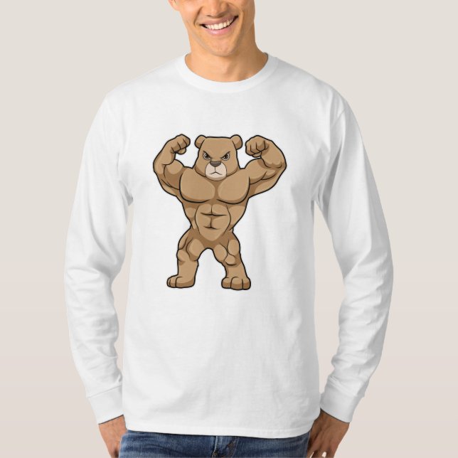 Camiseta Urso como Criador de Portos com Músculos Grandes (Frente)