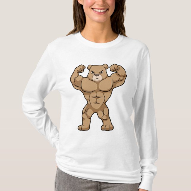 Camiseta Urso como Criador de Portos com Músculos Grandes (Frente)