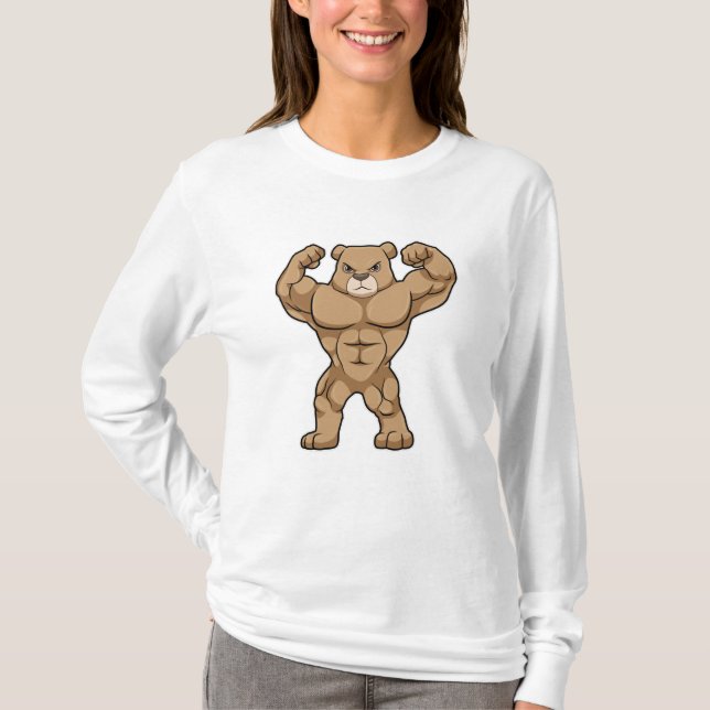 Camiseta Urso como Criador de Portos com Músculos Grandes (Frente)