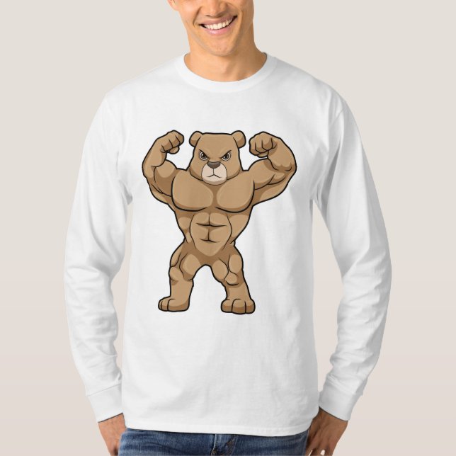 Camiseta Urso como Criador de Portos com Músculos Grandes (Frente)