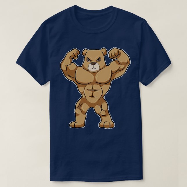 Camiseta Urso como Criador de Portos com Músculos Grandes (Frente do Design)