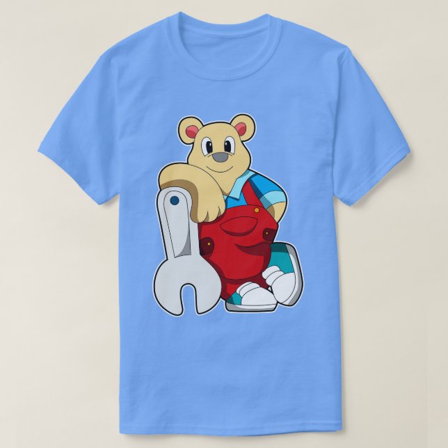 Camiseta Urso como engenheiro de Mecatrônica com Wrench (Frente do Design)