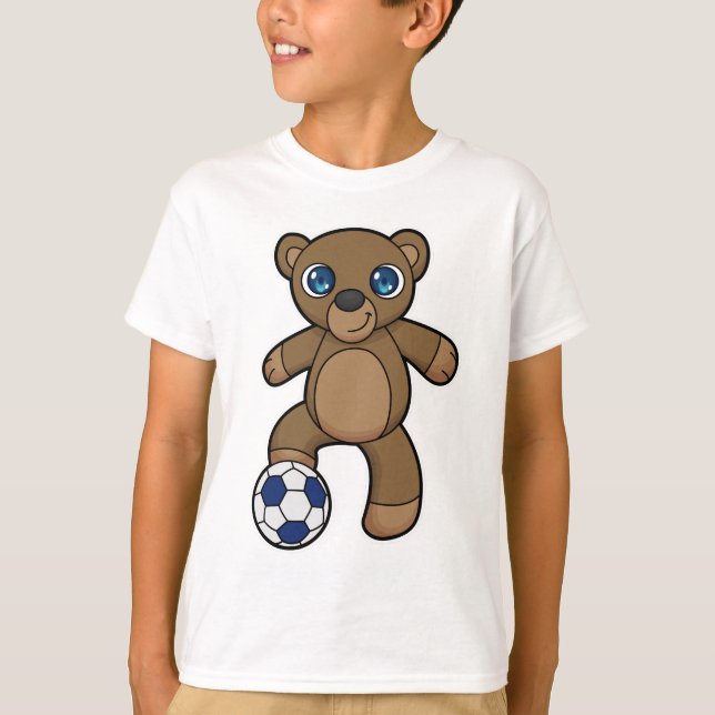 Camiseta Urso como jogador de futebol com bola de futebol (Frente)