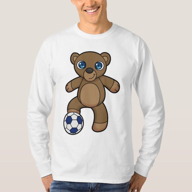 Camiseta Urso como jogador de futebol com bola de futebol (Frente)