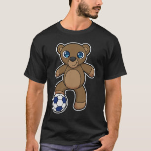 Camiseta Urso como jogador de futebol com bola de futebol