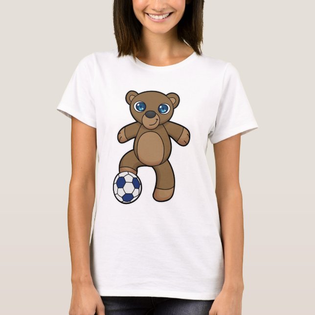 Camiseta Urso como jogador de futebol com bola de futebol (Frente)