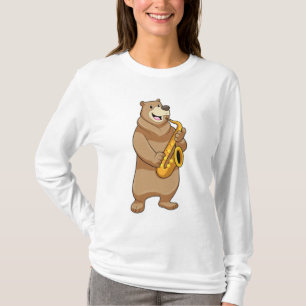 Camiseta Urso como músico com saxofone