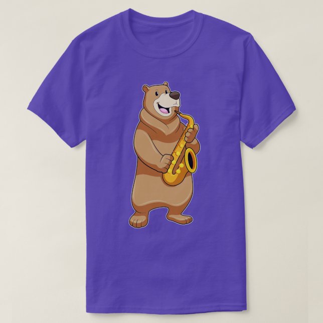 Camiseta Urso como músico com saxofone (Frente do Design)